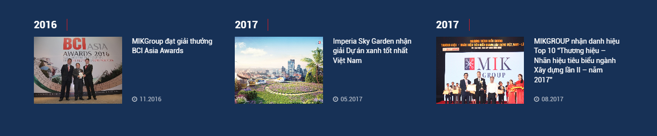 Giải thưởng của Chủ đầu tư MIK GROUP 2016-2017