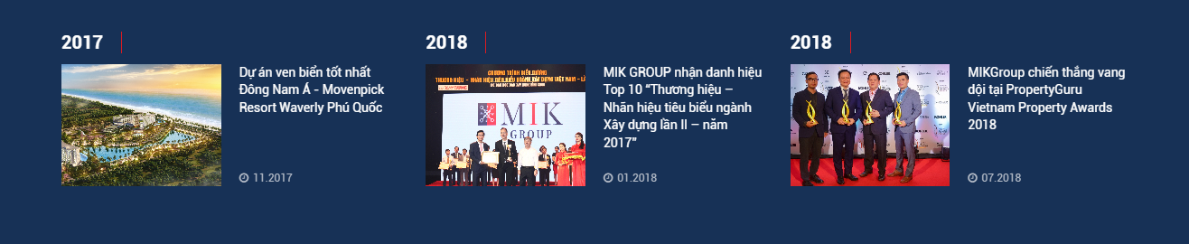Giải thưởng của Chủ đầu tư MIK GROUP 2017-2018